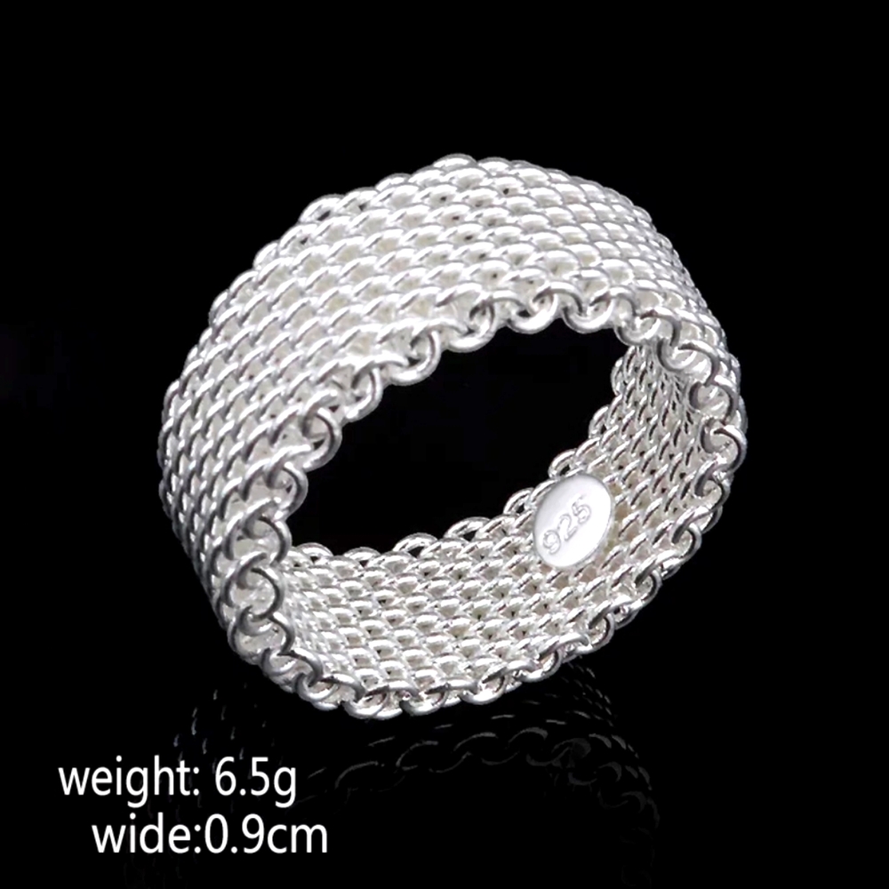 Silver Band Ring .925 Thick Mesh Band Ring NWT sterling silver - Picture 3 of 8